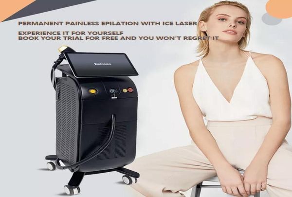 

2022 professional soprono diode laser hair removal ice titanium facial painless electric depilator ice platinum 755nm 808nm 1064nm6229896, Black