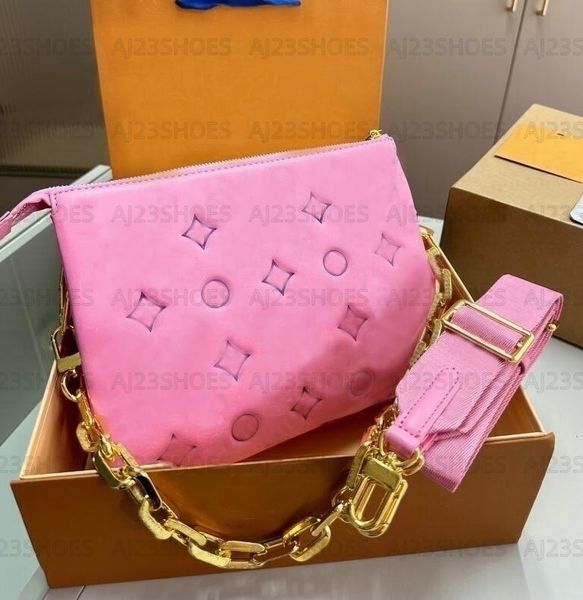 

women's coussin pm puffy leather handbag embossed monograms pillow bag designer chain luxurys clutch multicolor floral pattern shoulder