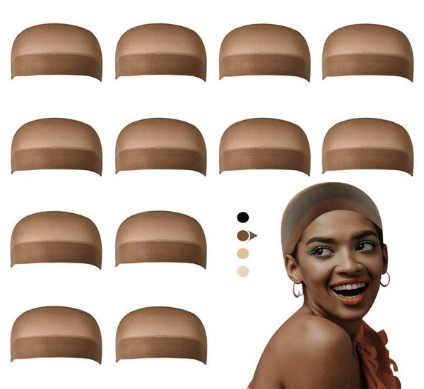 

wig caps for lace front wig brown stocking wig cap for women black wig caps bald cap for wigs 12 pack1758237, Black;brown