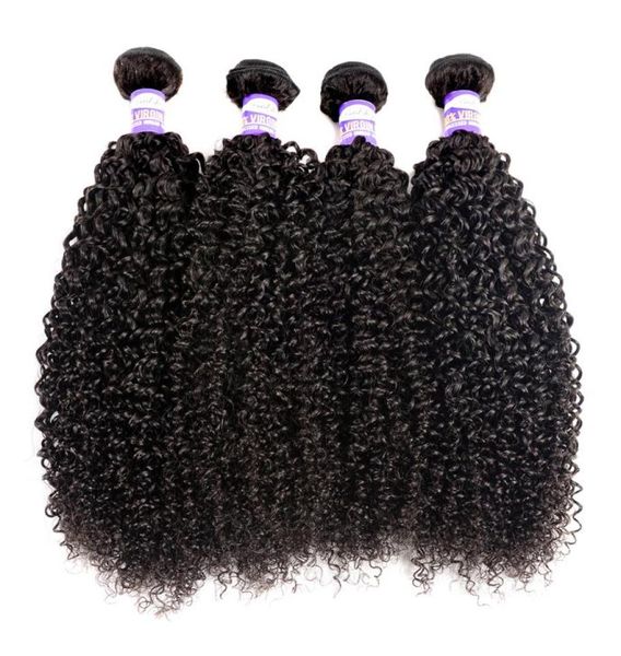 

9a brazilian human hair kinky curly virgin hair 3 4 bundles kinky curly human hair extensions3900012, Black