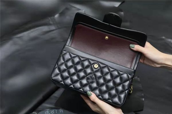 

custom luxury brand handbag channel women's bag 2023 leather gold chain crossbody 2.55cm black and white pink cattle clip