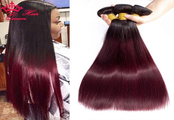 

1b99j 100 brazilian virgin human hair straight bundles red wine weave hair extensions 1b 99j ombre color9800443, Black