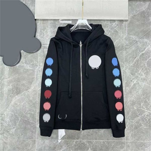 

2022 designer winter mens hoodies sweatshirts heart chrome hoodie ch long sleeve zipper jacket loose coat hooded men woman hip hop chromeesh, Black
