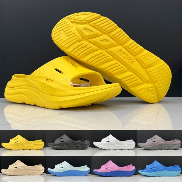 

hoka shoes hoka one one ora recovery slide 3 mens women outdoor sports slippers soothing sandals sliders black grey white cloud mist blue gr
