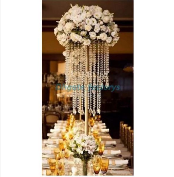 

60cm tall wedding flower stand crystal road lead wedding props pedestal wedding column home party dinning talble decor2250713