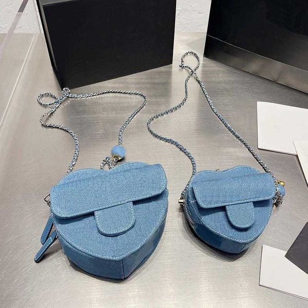 

heart bag designer bags handbag love crossbody bags women mini chain bag ladies denim all-match fashion clutch solid color wallet handbags