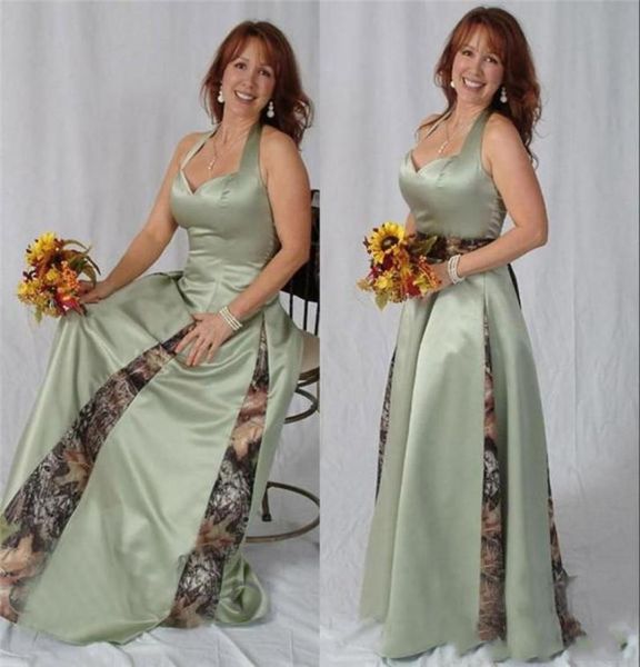 

halter neck green printed satin mother of the bride dresses with camo satin wedding guest dresses plus size sweep train formal eve7327881, Black;red