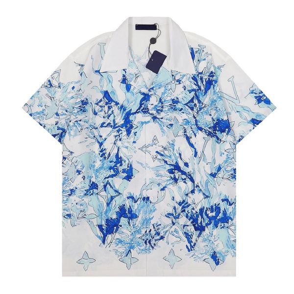 

luxury fashion hawaii floral print beach shirts men's designer silk bowling shirt men summer short sleeve loose dress shirt hawaiian sh, White;black