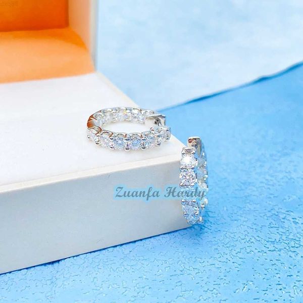 

zuanfa wholesale custom fine jewelry 18k white gold plated moissanite women stud earrings hoop earrings, Golden
