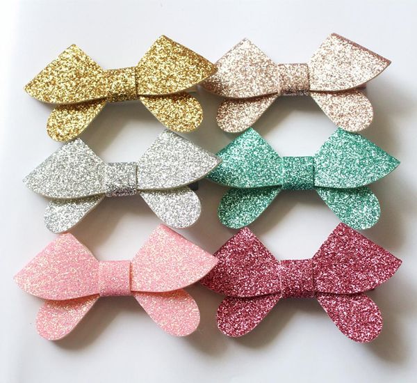 

24pcs korean glitter felt shinning bow hair modish girls hair clips double layers butterfly kids hairpin cute girls for summer4806035, Slivery;white