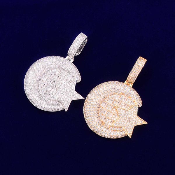 

pendant necklaces gold color star shape street necklace copper plated charm cubic zircon men's hip hop rock jewelry 230621, Silver