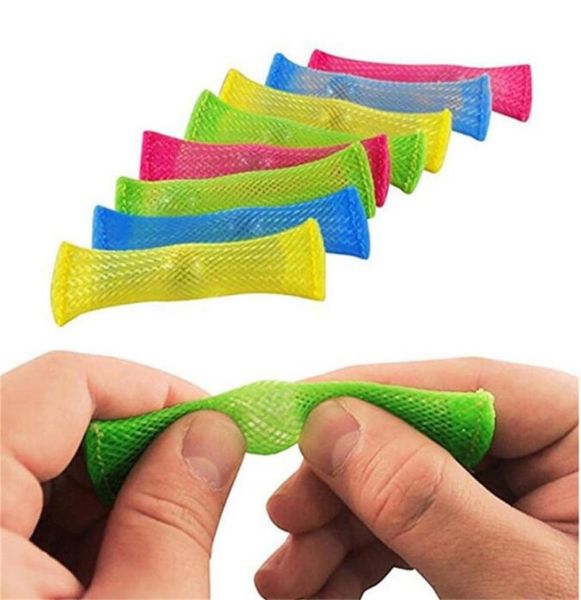 

in stock mesh marble glass ball fidget toy squeezable braided mesh tube and marble ball stress anxiety adhd relief bubble soothing3731403, Red;brown