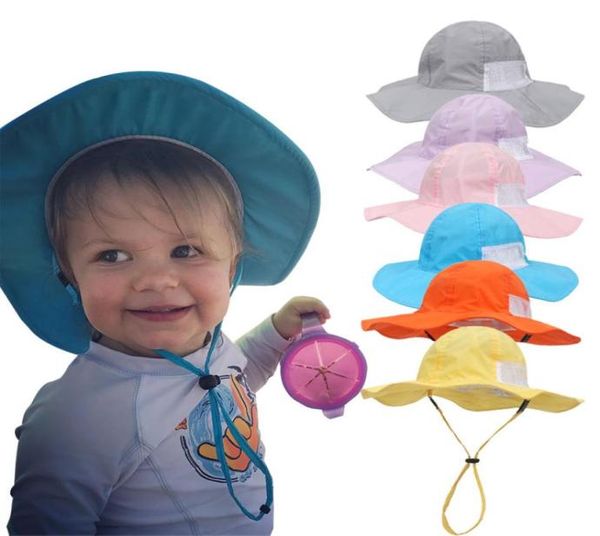

12 colors kid bucket hat round wide brim sun fisherman net visor cap boy girl summer protection casual children2584800, Yellow