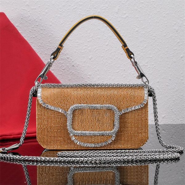 

loco designer bag purse crossbody bags for women letter v full crystals sacoche fashion accessories internal card slot multicolor mini bag f