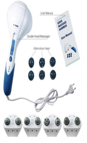 

1pcs electric double head massager body head neck shoulder back leg foot handheld hammer massage adjustable super quiet rp28077367
