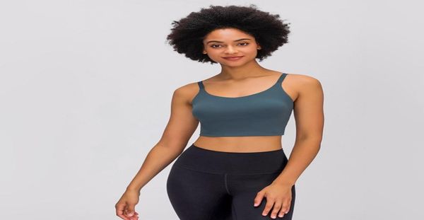 

sports bra yoga outfits running gym clothes women halflength outer wear lu bra tank with chest pad classic buckle back strap 6218128, White;red