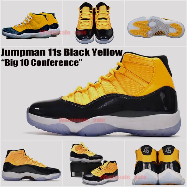 

black yellow 11s basketball shoes mens womens sneakers jumpman 11 high sports neapolitan dmp cement grey cool trainers size 36-47