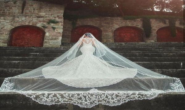 

selling chapel length bridal veils with appliques in stock long wedding veils 2019 vestido de noiva longo wedding veil3498018, Black