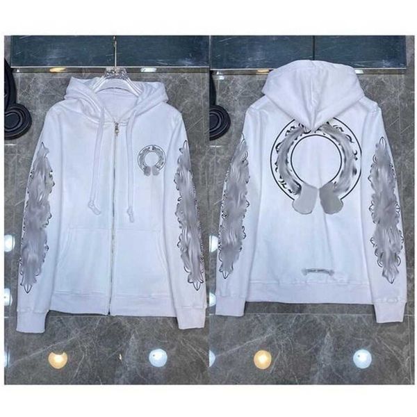 

fashion luxury men's jackets designer zipper sweatshirts heart horseshoe cross print brand ch hoodies women chromes coat casual pullove, Black