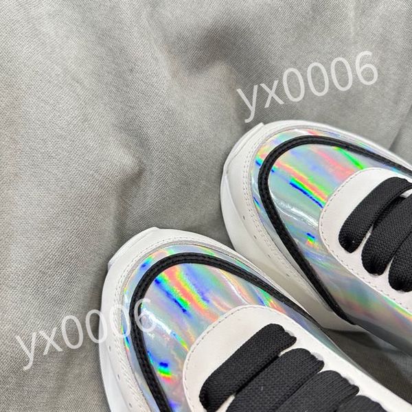 

luxury designer sneaker men women reflective casual shoes genuine leather sneakers party calfskin quality shoe, Black