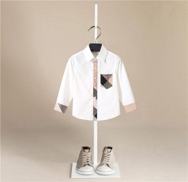 

spring and autumn kid long sleeve plaids white shirts child kids boys girl shirt plaid check blouse casual clothes 2103780017, White;black