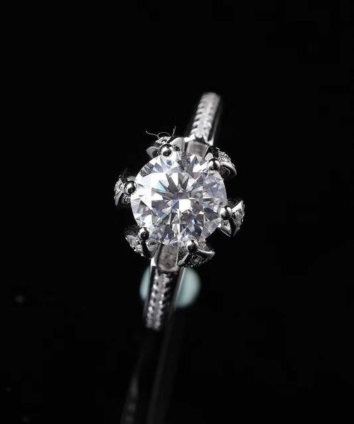 

designer new d-color mosang diamond 925 sterling silver carti flower bud ring couple proposal wedding, Golden;silver