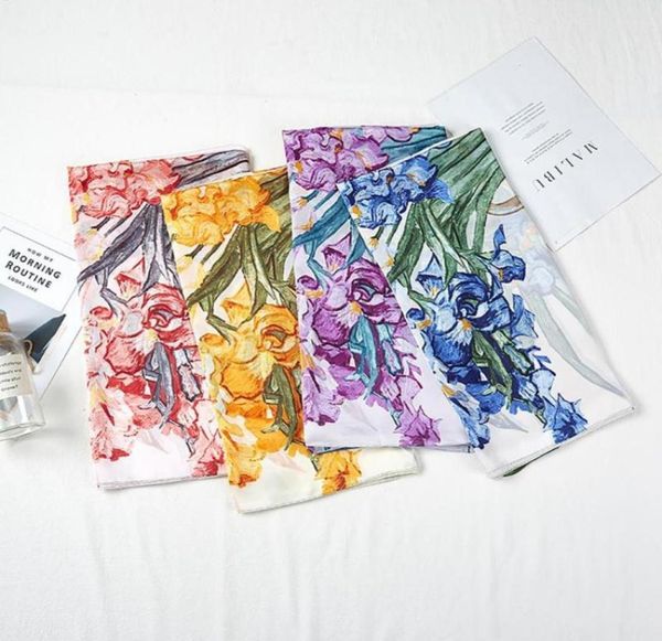 

neck ties fashionable scarf attractive painting print multipurpose decorative elegant women silk like for daily wearing8691360, Blue;purple