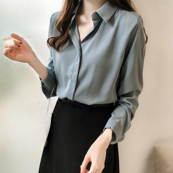 

women's blouses chiffon blouse women's 2023 spring/autumn korean version loose heart machine long-sleeved professional ol shirt, White