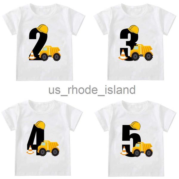 

t-shirts kids boys t-shirts baby short sleeve excavator children fashion tshirt 1 2 3 4 5 years boy construction birthday shirts x0628, Blue