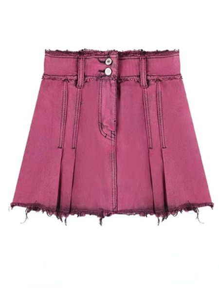

skirts houzhou streetwear pink y2k denim skirts women high waist pleated mini skirt harajuku vintage gothic korean fashion 230628, Black