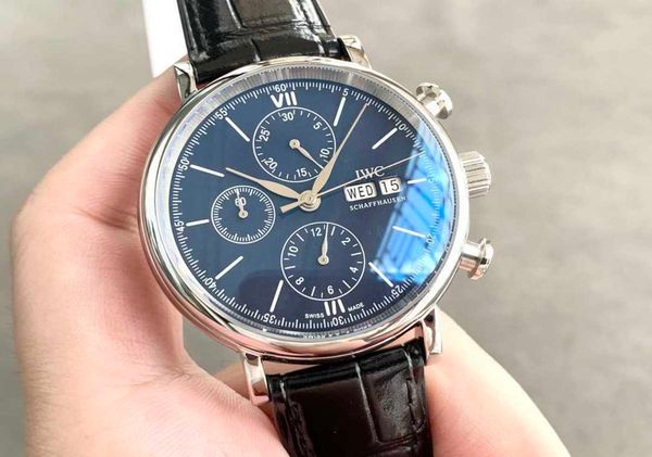 

waterproof designer 7750 movement business new wrist watch i w 42mm*13.5mm mens classic business montre iced out bezel gift tw factory watch, Slivery;brown