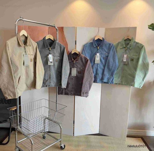 

2023 men's jackets work clothes fashion brand carhart canvas washable dyed detroit jacket coat american style workwear label, Black;brown