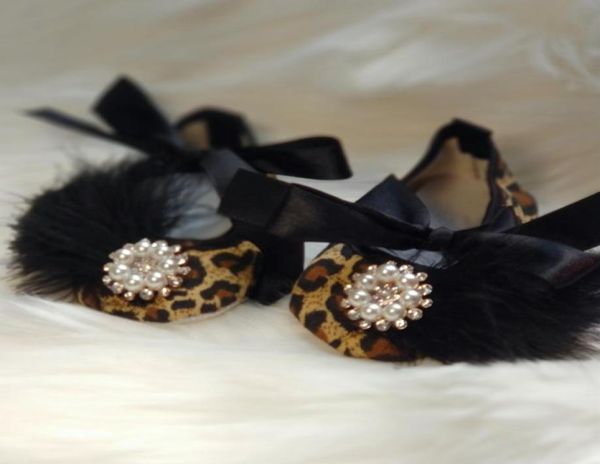 

dollbling leopard turkey hair baby crib shoes handmade bling girl born infant bebe pearls sparkly ballet first walkers shoes 220304077434
