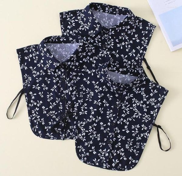 

bow ties ladies women detachable lapel shirt fake collar vintage floral printed blouse false female faux col donn221723311, Black;gray