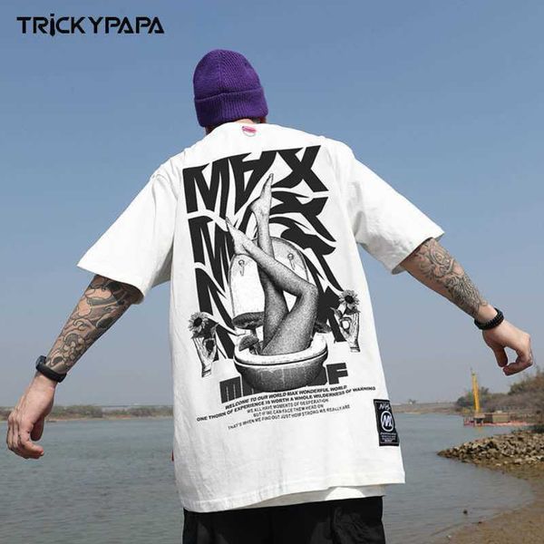 

tkpa fashion short sleeve t-shirt for men and women couple costume oversize hip hop high street half sleeve tee shirt, White;black