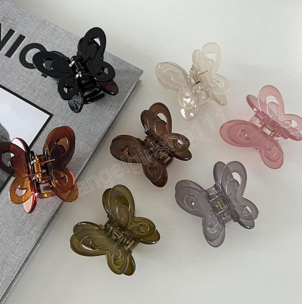 

woman butterfly hairpins frosted transparent jelly hair claws girls hair accessories headwear high ponytail plastic hair clips2992067, Slivery;white