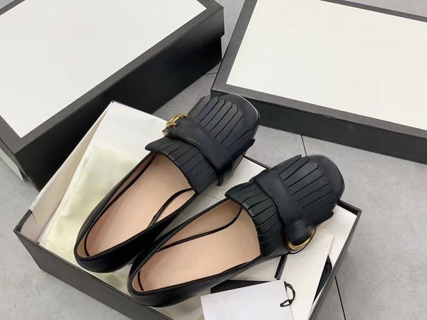 

women's luxury shoes marmont series leather medium heel shoes 408208, Black