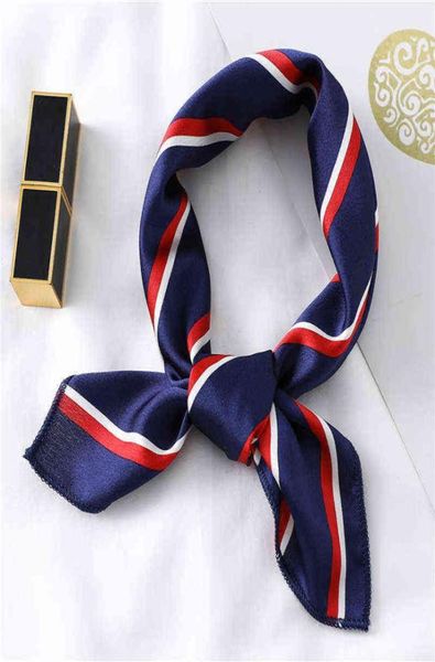 

2021 design silk square scarf for women small neck scarfs fashion print foulard hairband satin neck head kerchief y2202221976650, Blue;gray