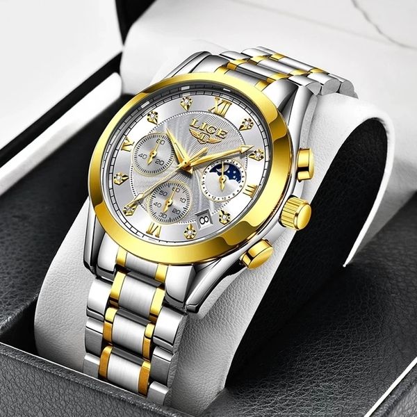 

women's watches lige gold watch women watches ladies creative steel women's bracelet watches female waterproof clock relogio femin, Slivery;golden