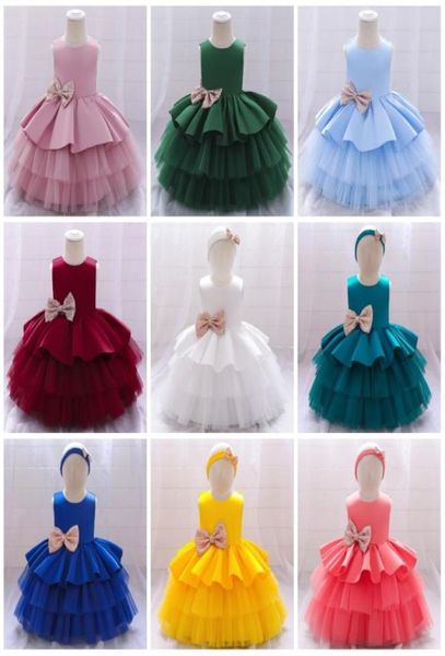 

children princess dress girls fashion party solid baby cake wedding sequins bowknot dress 78 z28940965, Red;yellow