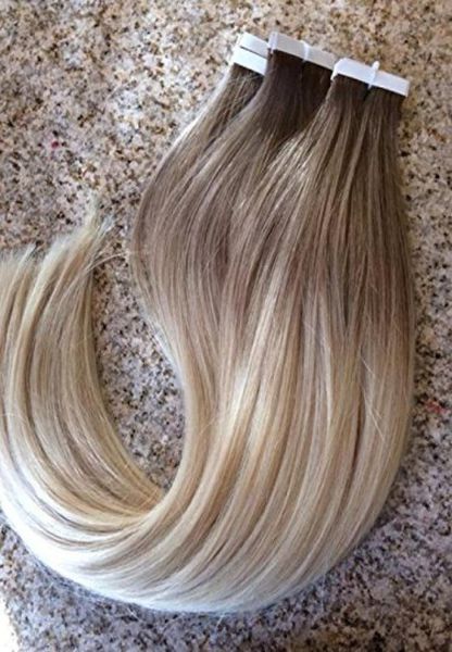 

ombre 6613 16 24 inch glue skin weft pu tape in human hair extensions brazilian remy hair to usa1459781, Black