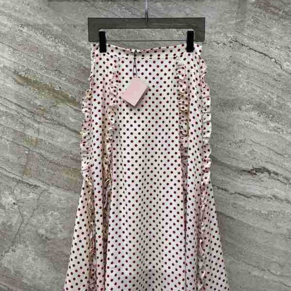 

skirts designer 23 spring/summer new wave dot ear edge silk half skirt nhr6, Black