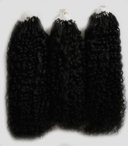 

afro kinky curly hair micro loop human hair extensions 300g 1gs 300s natural micro link hair extensions human1837149, Black