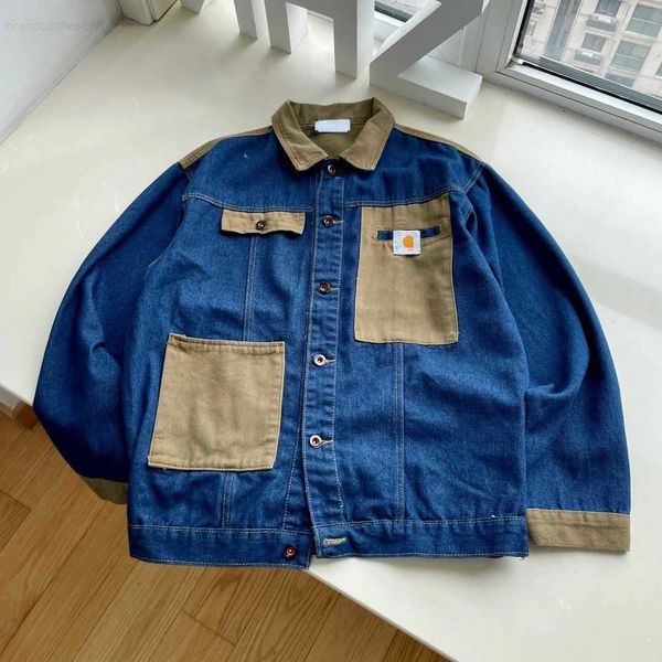 

fashion vintage workwear mens jackets carhart designer jacket men women cardigan coat embroidery panel hip hop jacket, Black;brown