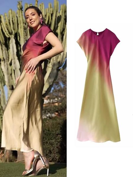 

basic casual dresses traf women fashion tiedyed long 2023 spring summer elegant sleeveless folds sweet vestidos high street outwear 230627, Black;gray