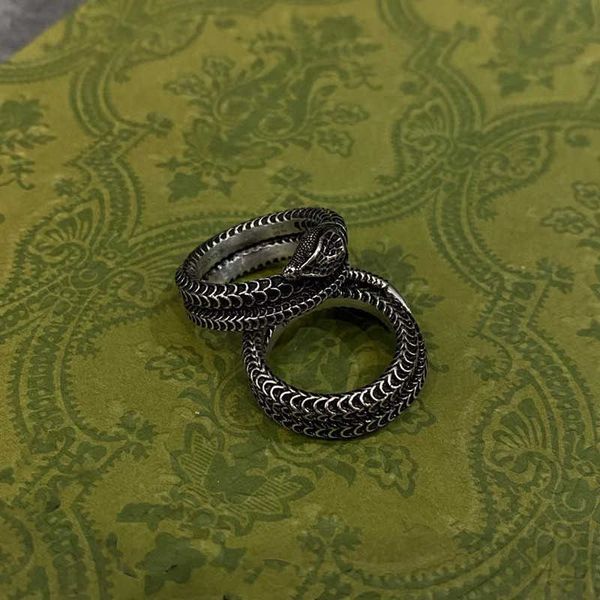 

gu jia's vintage three-dimensional double silver snake ring as valentine's day gift