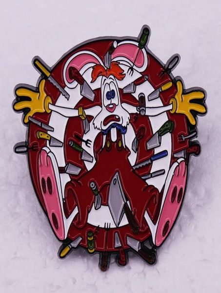 

roger rabbit throwing knife brooch cute anime movies games hard enamel pins collect metal cartoon brooch backpack hat bag collar l7843518, Blue