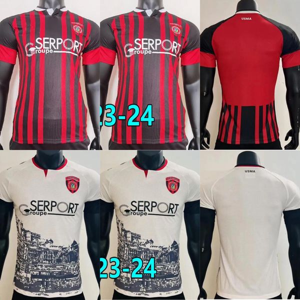 

player version usma alger union soccer jerseys 2023 2024 usm alger-union sportive de la medina d'alger football shirts benhamouda hamza, Black;yellow
