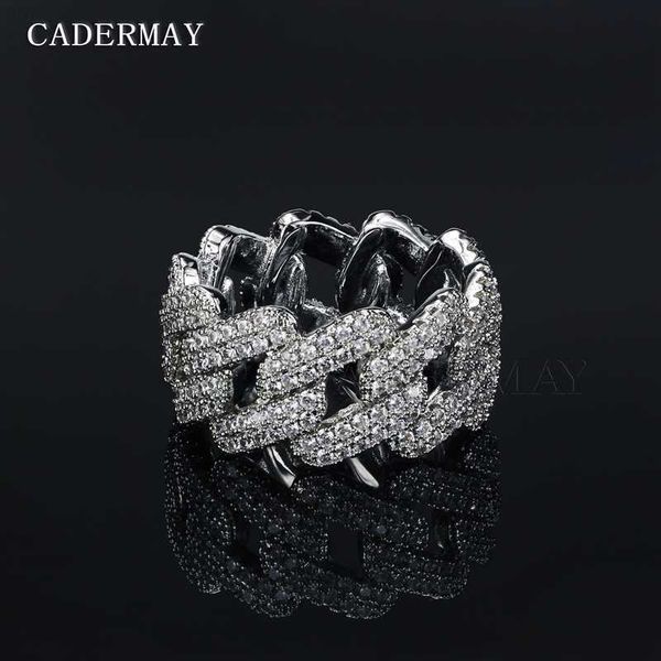 

iced out hip hop cuban link ring gold plated 925 sterling silver vvs moissanite diamond finger band for man