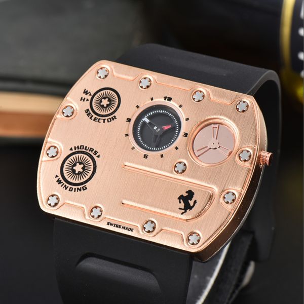 

new luxury mens watches quartz swiss mens wristwatch hip hop rubber strap sport men watch male watches, Slivery;brown
